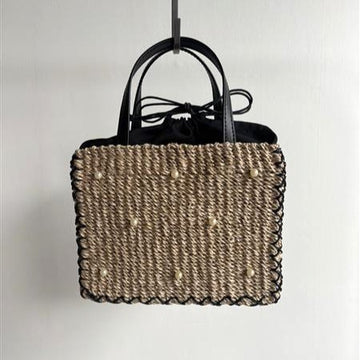ABACA FAKE PEARL SQUARE TOTE